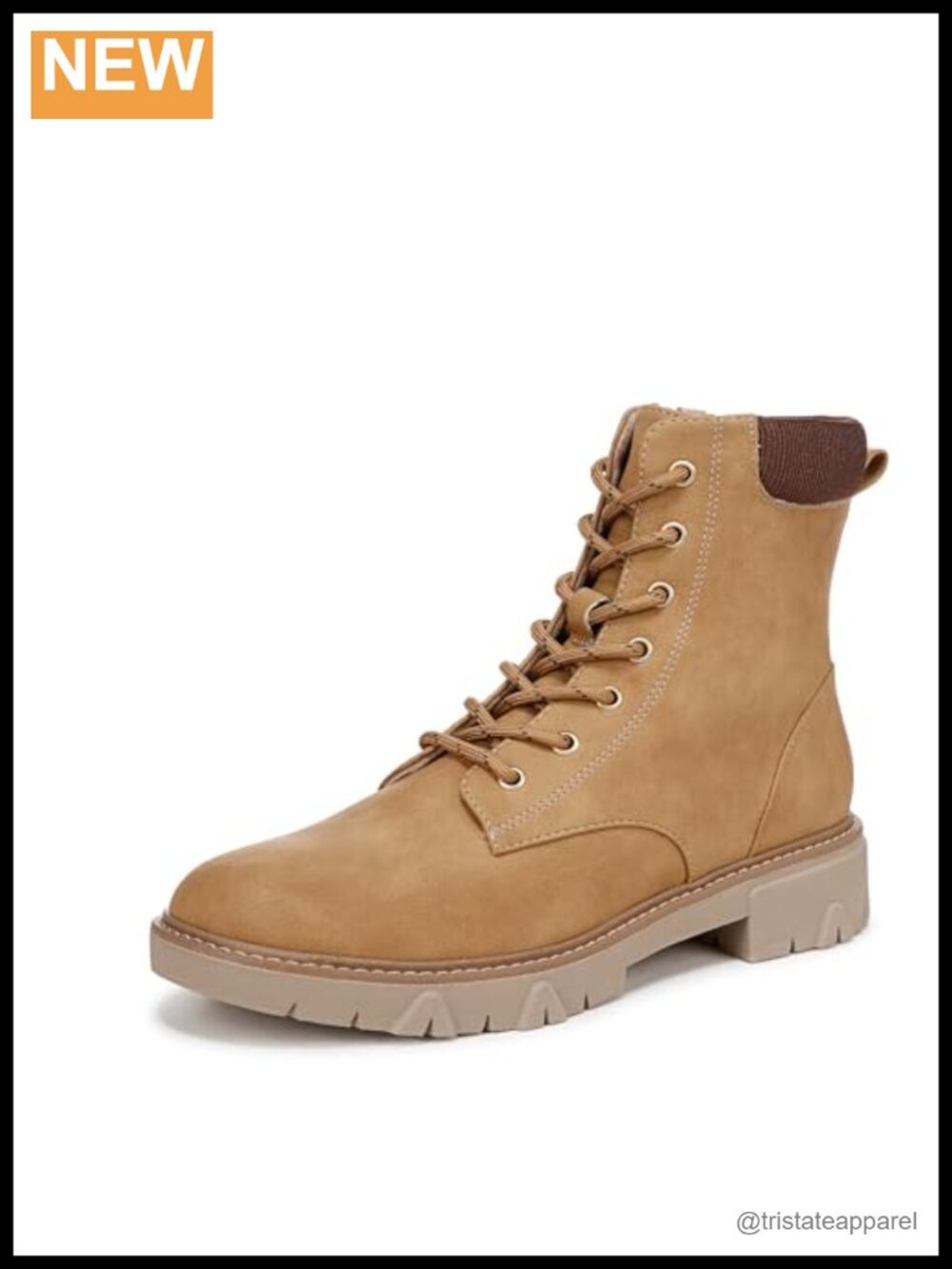 Faux Leather Ankle Combat Boots with Inside Zip and Lug Sole